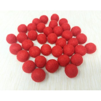 Wool Felt Balls Red 2 cm