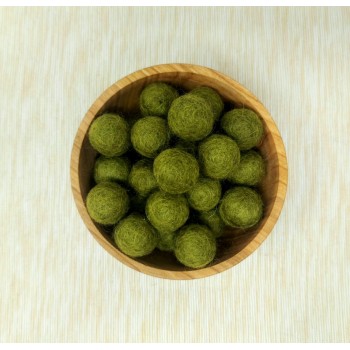 Wool Felt Balls Moss Green 2 cm