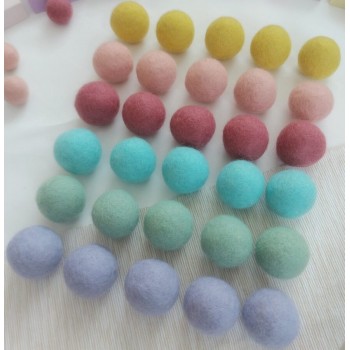 Vilnas Filca Bumbiņu Komplekts Pastel Rainbow 30 gab.