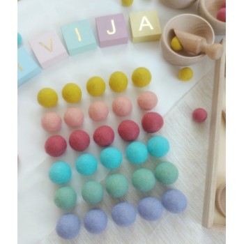 Vilnas Filca Bumbiņu Komplekts Pastel Rainbow 30 gab.