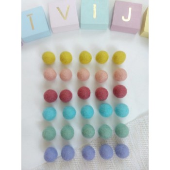 Vilnas Filca Bumbiņu Komplekts Pastel Rainbow 30 gab.