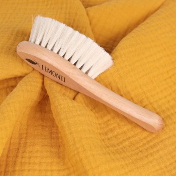 Baby Set: Goat Hair Brush + Muslin Cloth - LEMONII