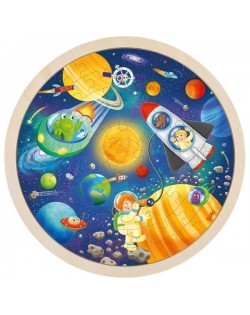 Apaļa koka puzle Space - GOKI