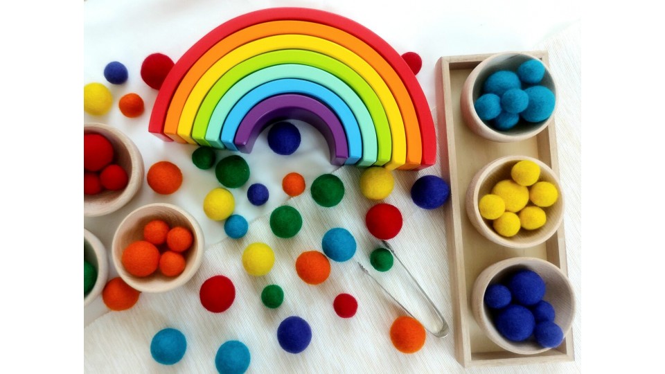 Vilnas Filca Bumbiņu Komplekts Rainbow 30 gab.