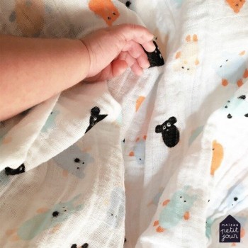 Maison Petit Jour® Muslīna Autiņš Fluffy Buddies 70x70 cm