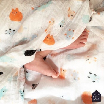 Maison Petit Jour® Muslīna Autiņš Fluffy Buddies 70x70 cm