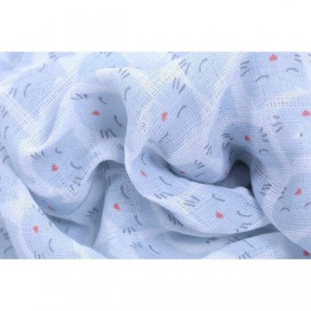 Maison Petit Jour® Muslina autiņš Blue Cats 120x120 cm