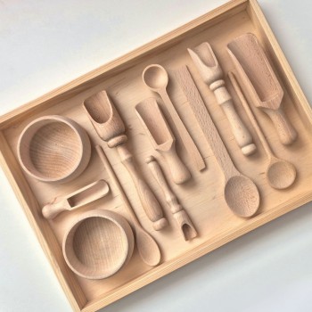 MONTESORI KOKA SENSORAIS RĪKU KOMPLEKTS BĒRNIEM AR PAPLĀTI - OUWAKIDS