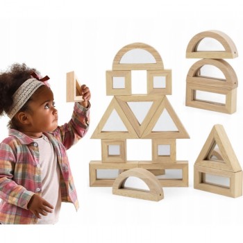 Wooden Blocks with Mirror Glass 24 pcs - VIGA