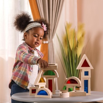 Wooden Blocks with Colored Glass 16 pcs - VIGA