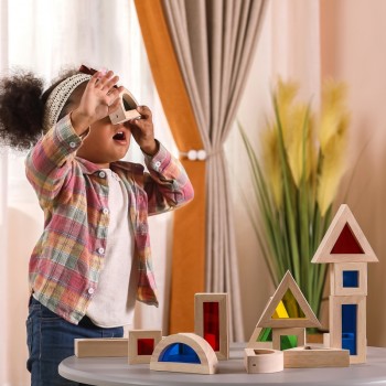 Wooden Blocks with Colored Glass 16 pcs - VIGA