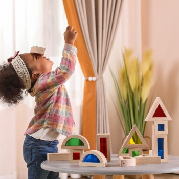 Wooden Blocks with Colored Glass 16 pcs - VIGA