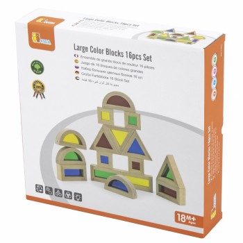 Wooden Blocks with Colored Glass 16 pcs - VIGA