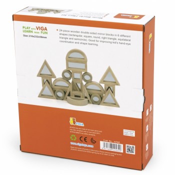 Wooden Blocks with Mirror Glass 24 pcs - VIGA