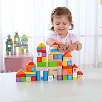 Wooden Blocks in Bucket 70 pcs - TOOKY TOY