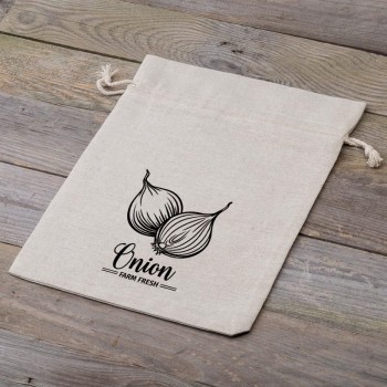 Linen Bag with Print 30 x 40 cm - Onions