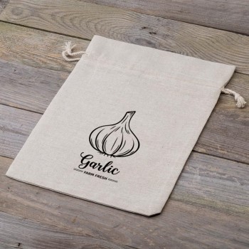 Linen Bag with Print 22 x 30 cm - Garlic