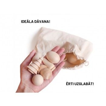 Wooden Figurine Set in Fabric Bag