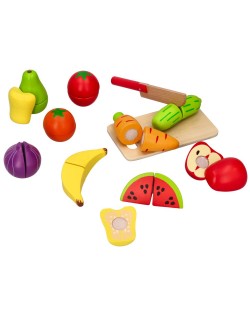 Koka Griešanas Dārzeņi Un Augļi Kastē - ADAM TOYS