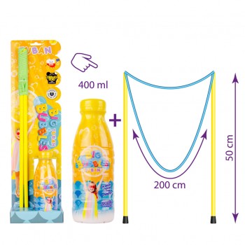 Ziepju Burbuļu Veidošanas Komplekts: Lielās Nūjas (50 cm) un Ziepju Burbuļu Šķidrums (400 ml) - Tuban